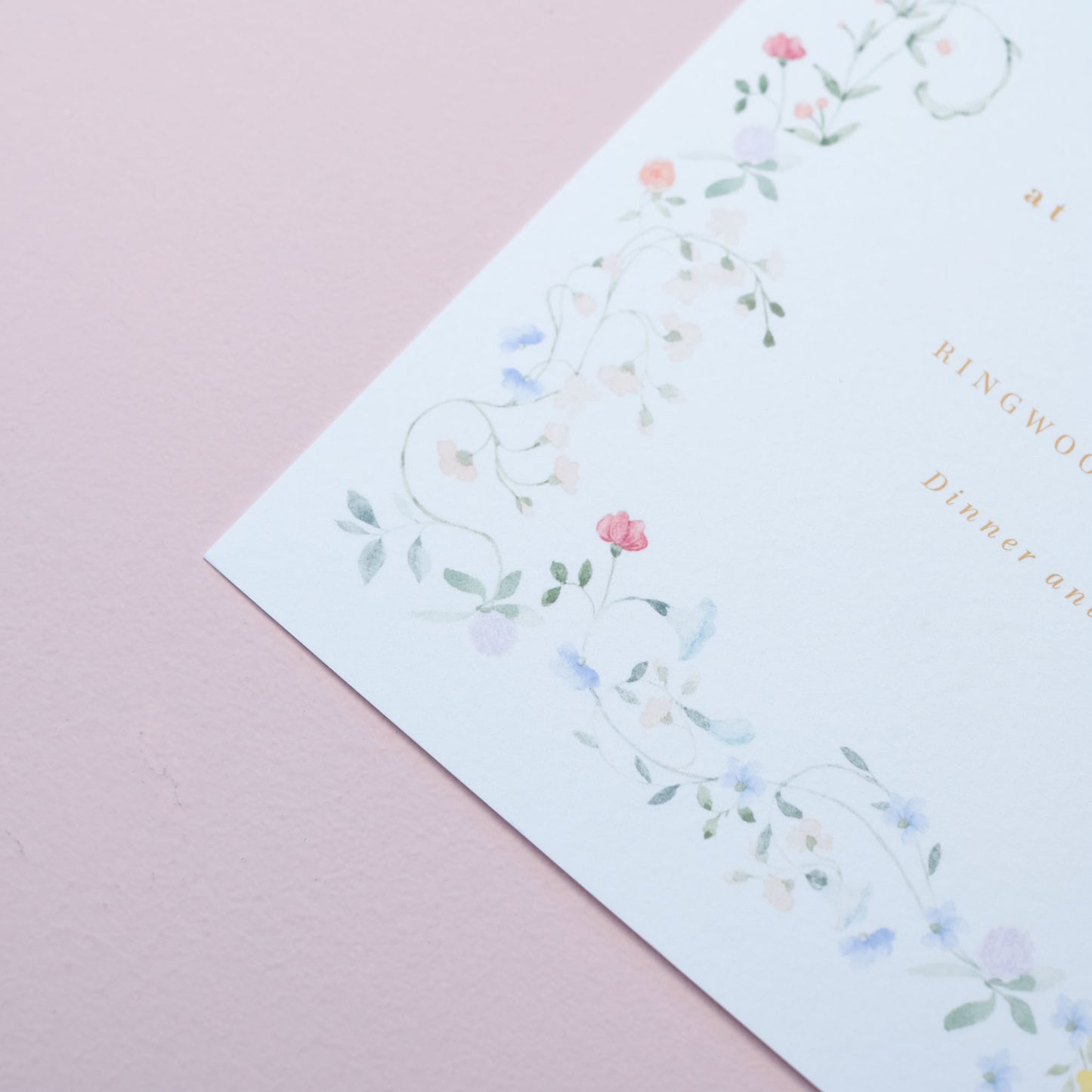 vintage style floral wedding invitation with elegant floral border
