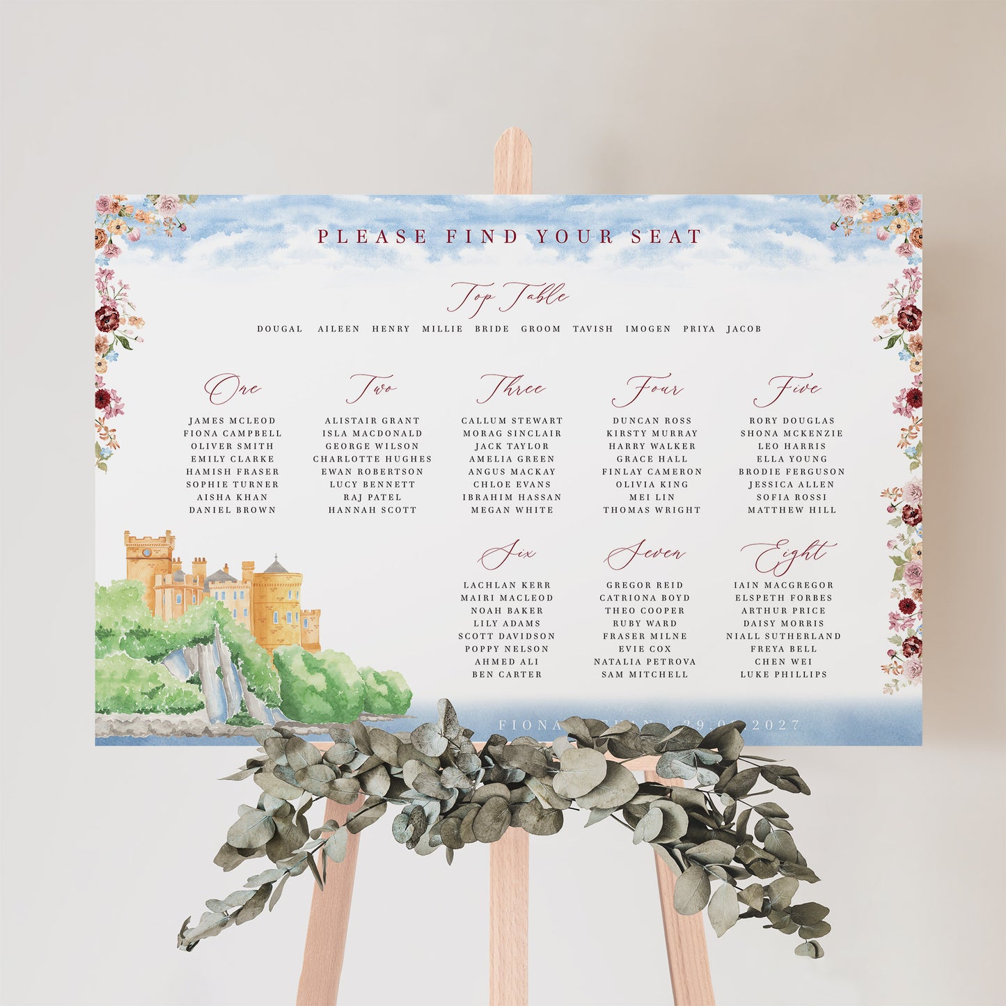 Castle Wedding Welcome Sign