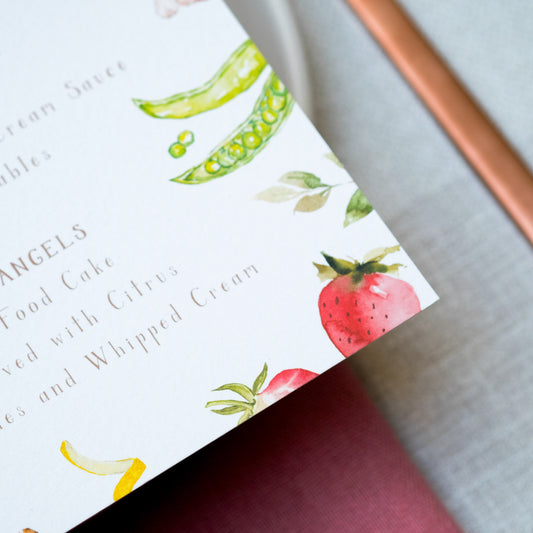 Illustrated Wedding Menu with Ingredients