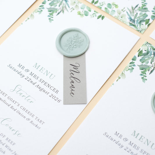 Sage Wedding Wax Seal Menu