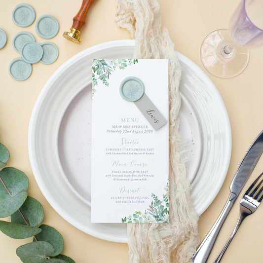 Sage Wedding Wax Seal Menu