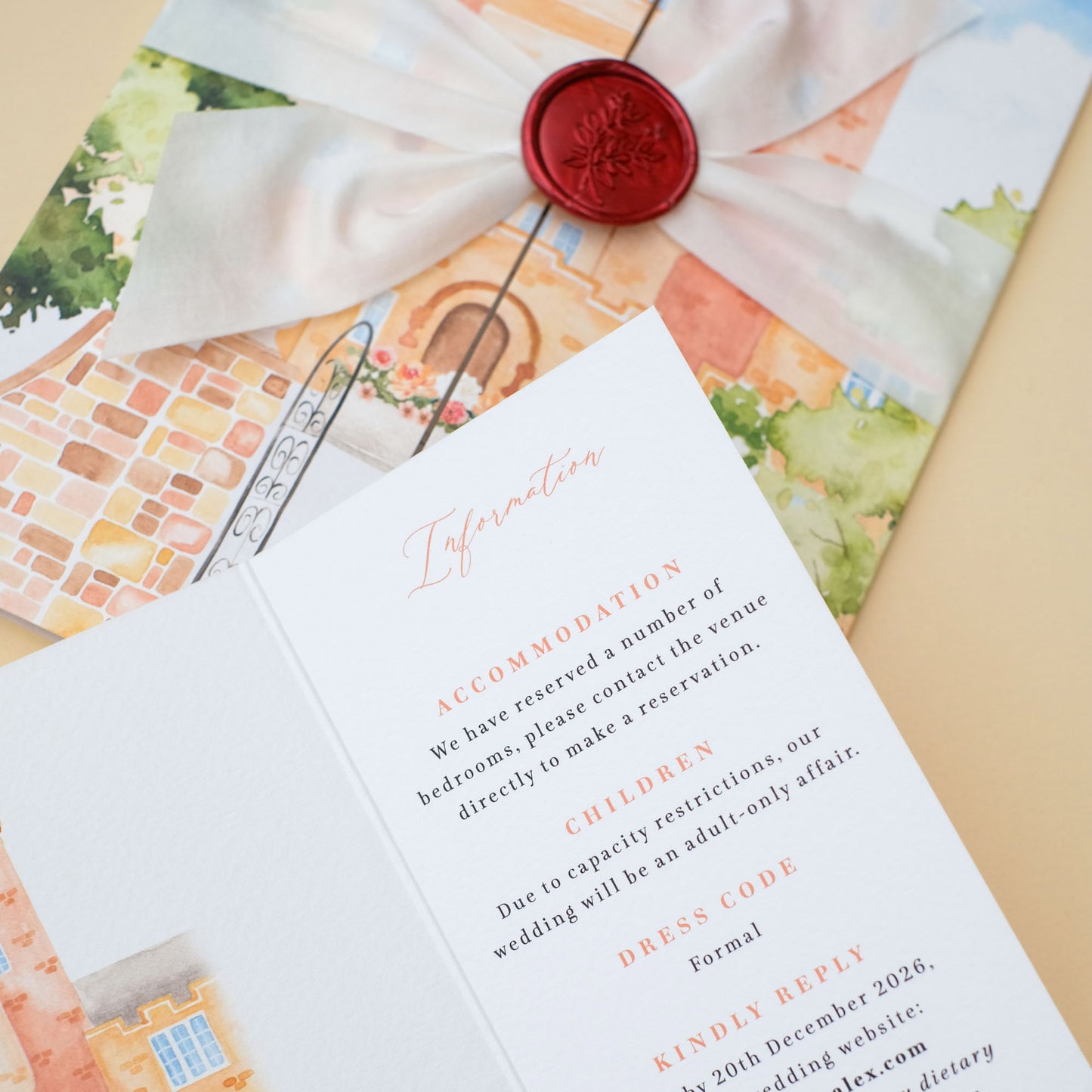 Glenapp Castle gatefold wedding invitation