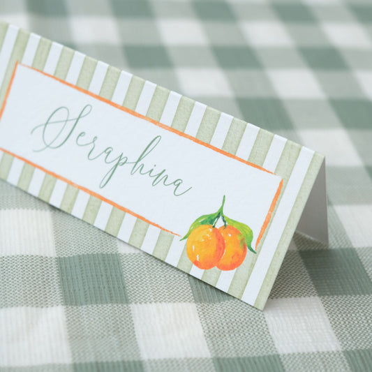 Place Card with Oranges & Stripes