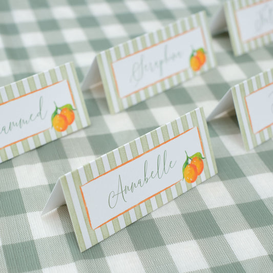 Place Card with Oranges & Stripes