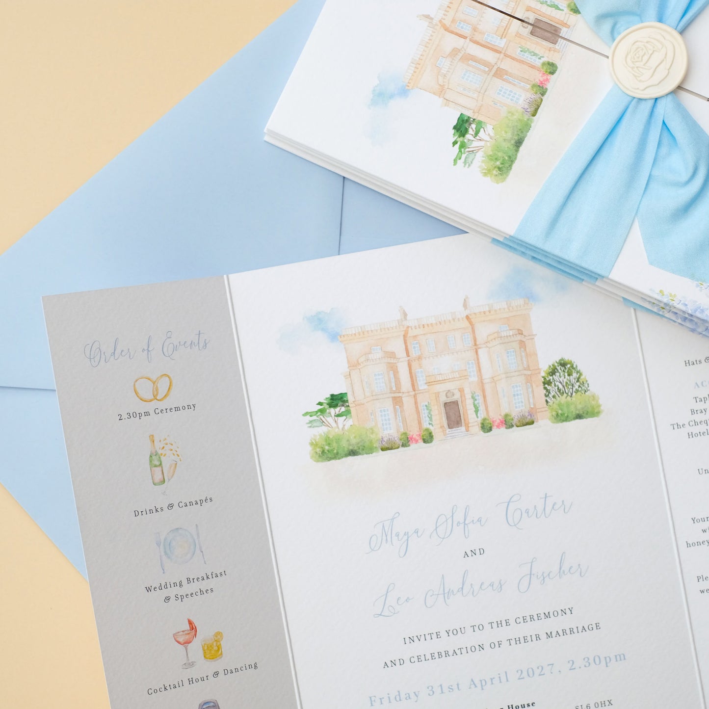 Hedsor House wedding invitations, Buckinghamshire