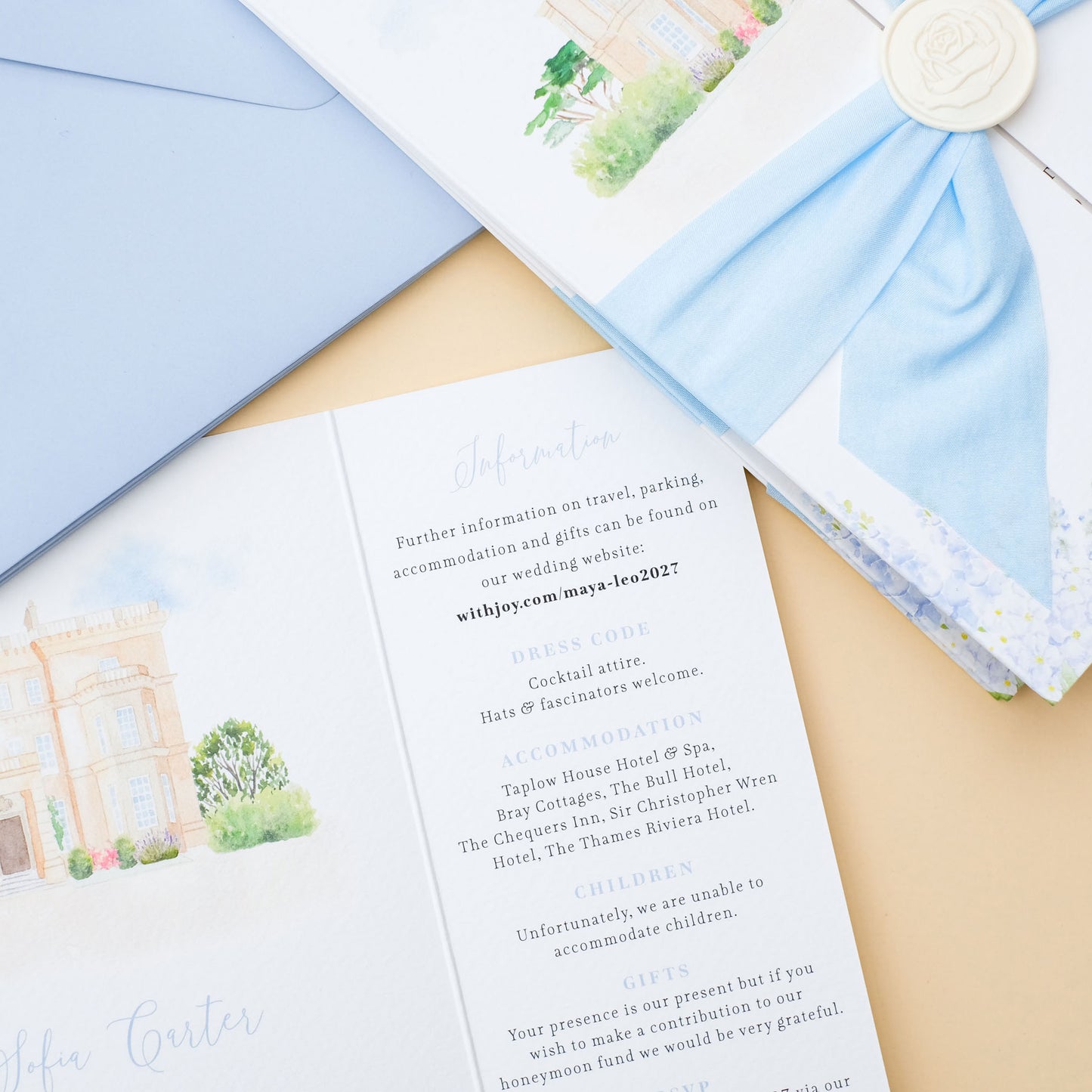 Hedsor House wedding invitations, Buckinghamshire