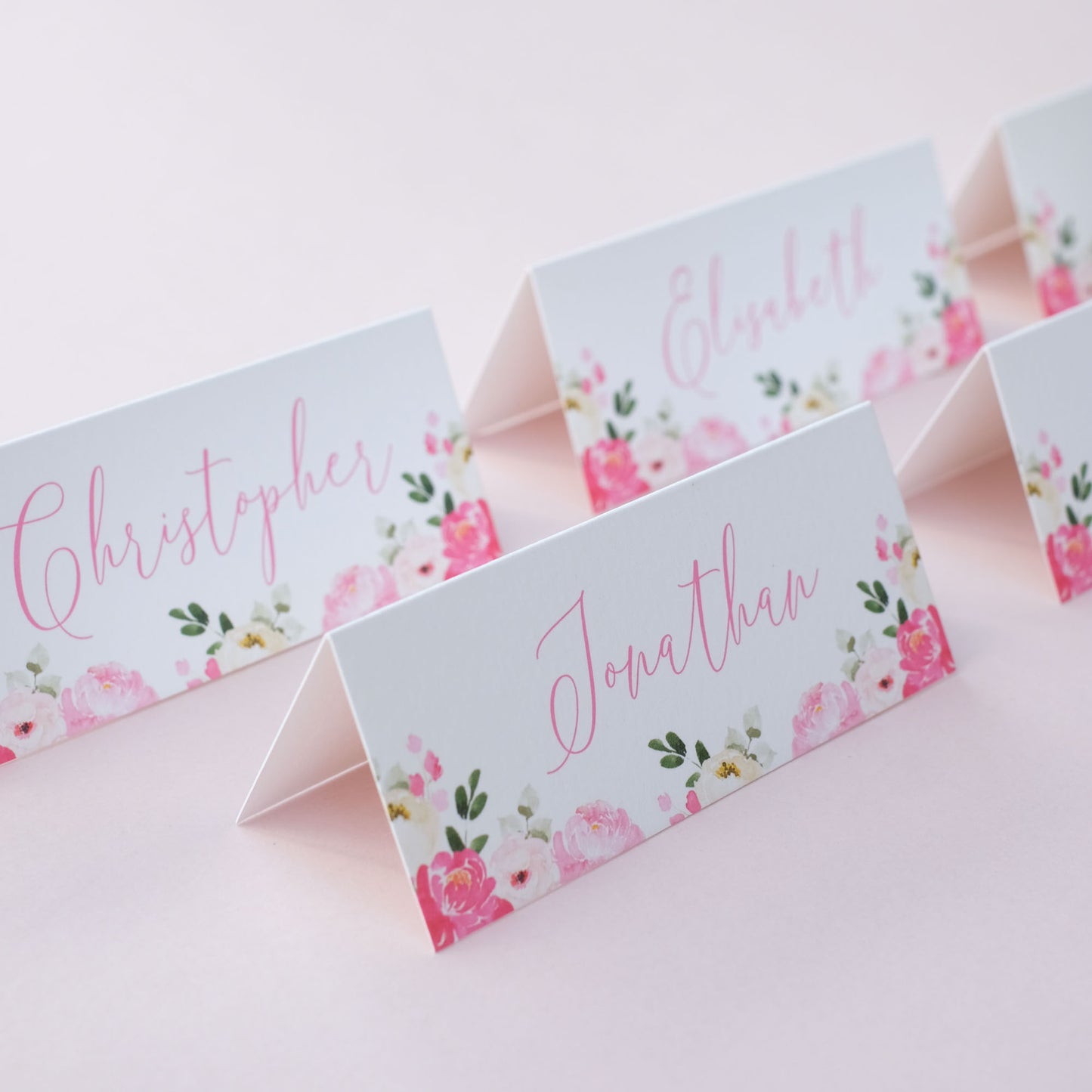 Polly | Hot Pink Floral Place Cards