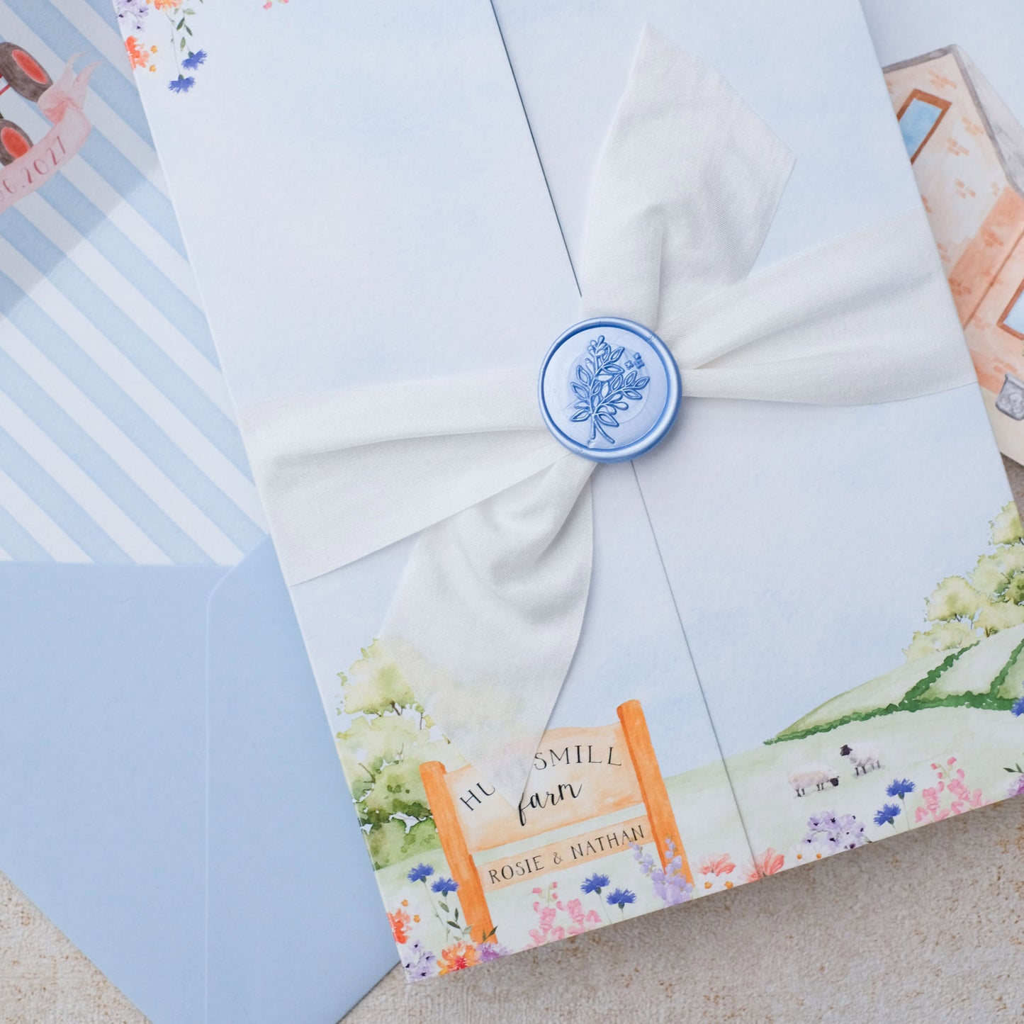 Custom Farm wedding invitations - Hunstmill Farm