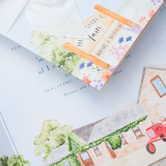 Custom Farm wedding invitations - Hunstmill Farm
