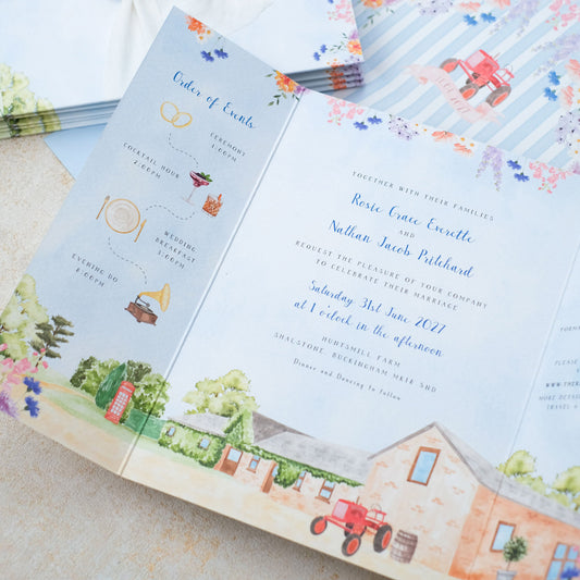 Custom Farm wedding invitations - Hunstmill Farm