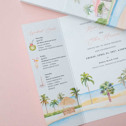 Kukua Beach Club Wedding Invitations