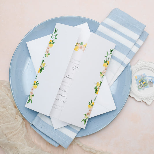 Lemons Folded Wedding Invitation