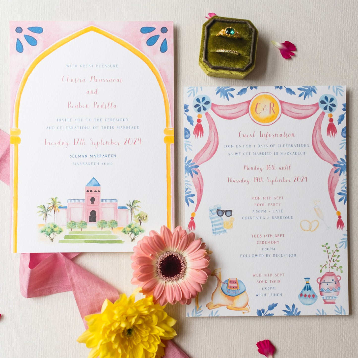 Moroccan Wedding Invitation and Guest Information Card