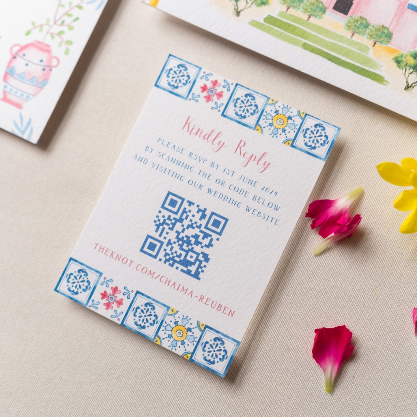 Moroccan themed RSVP card with QR code