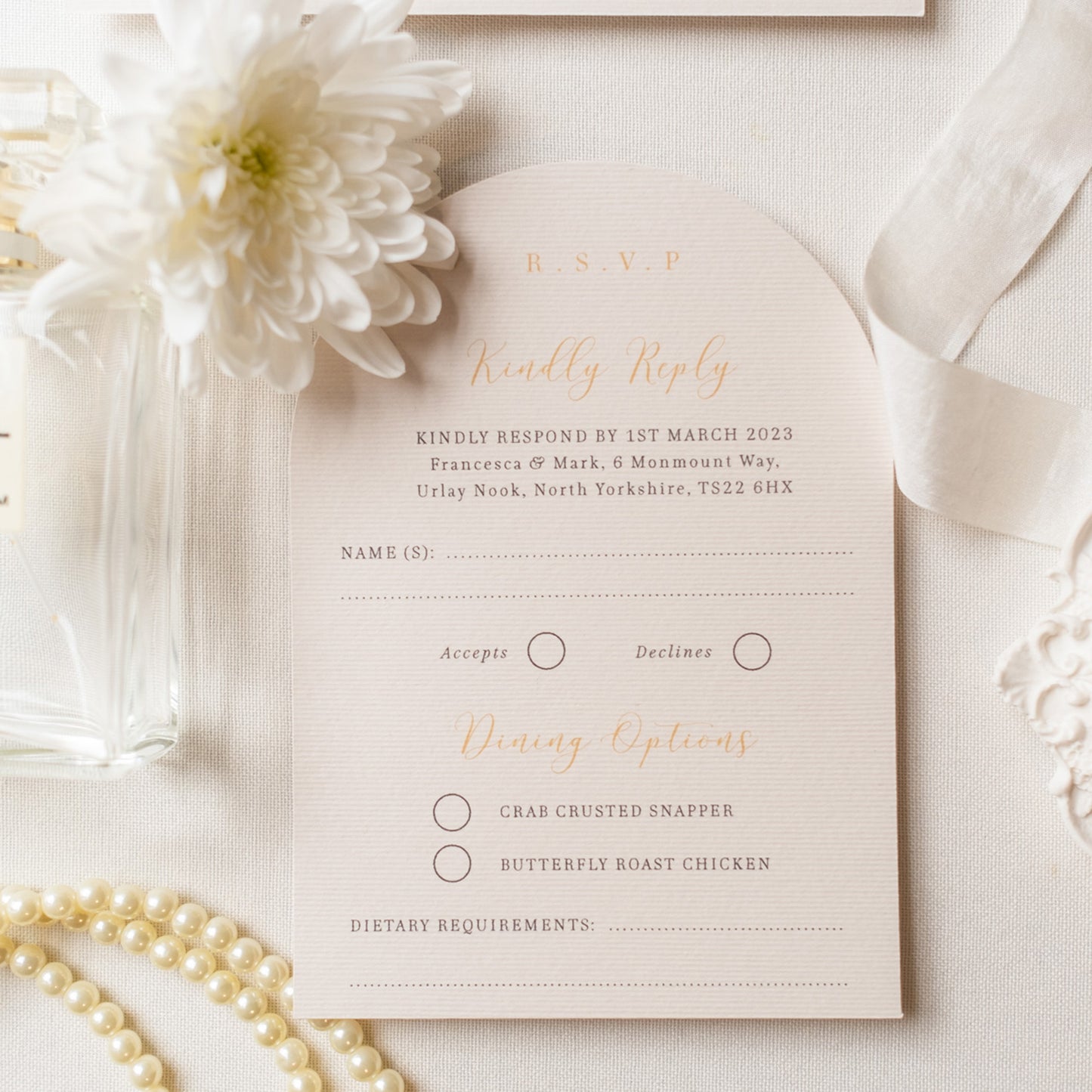 Opulent Arch Wedding RSVP Card 