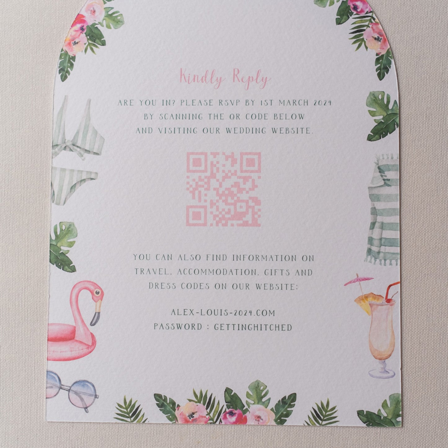 Palm Beach Wedding RSVP Card with QR Code