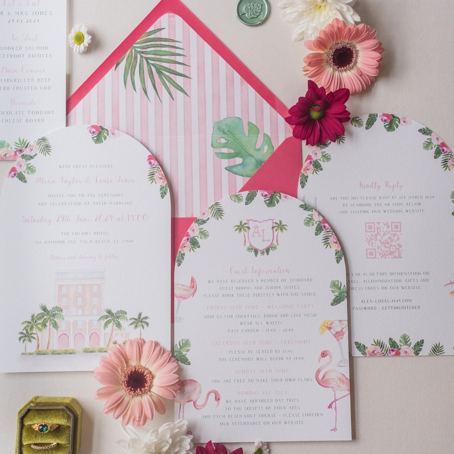 Palm Beach Wedding Invitation Set