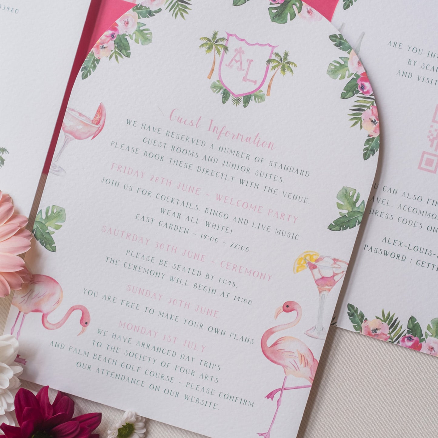 Palm Beach Wedding Guest Information Card