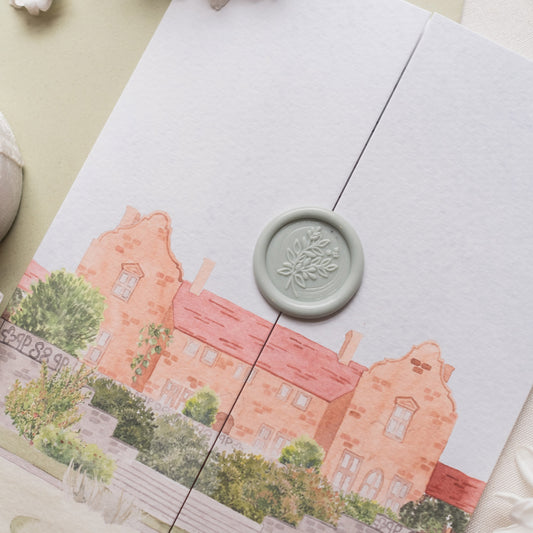 Safari Folded Wedding Invitation with wax seal