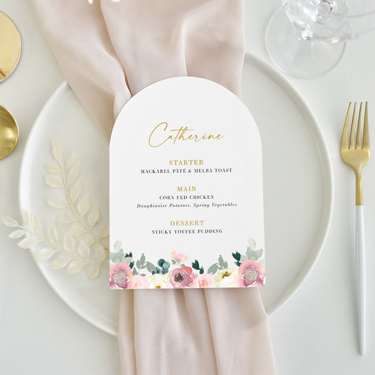 Blush and Sage Arch Wedding Menu