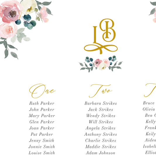 Sage And Blush Floral Table Plan