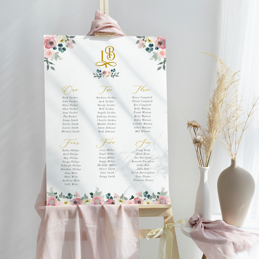 Sage And Blush Table Plan With Florals