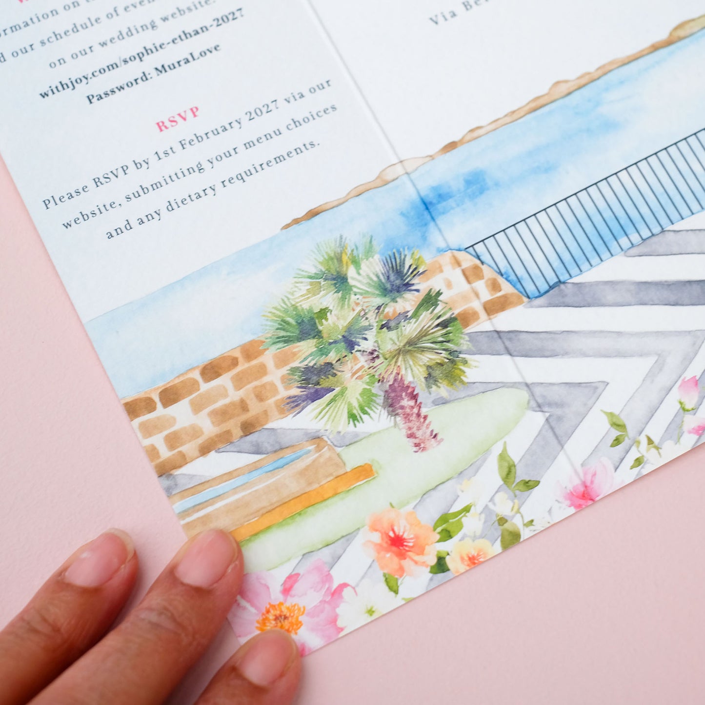 villa antiche mura wedding invitation, Sorrento