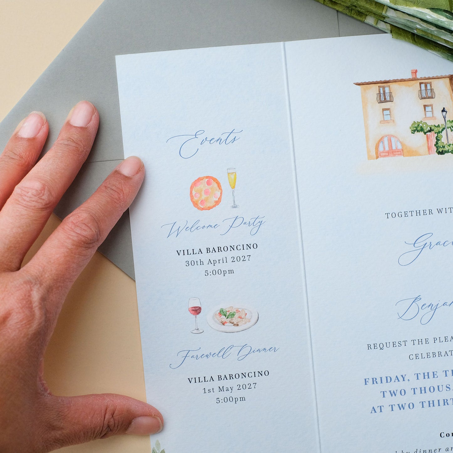 Villa Baroncino wedding invitation Italy