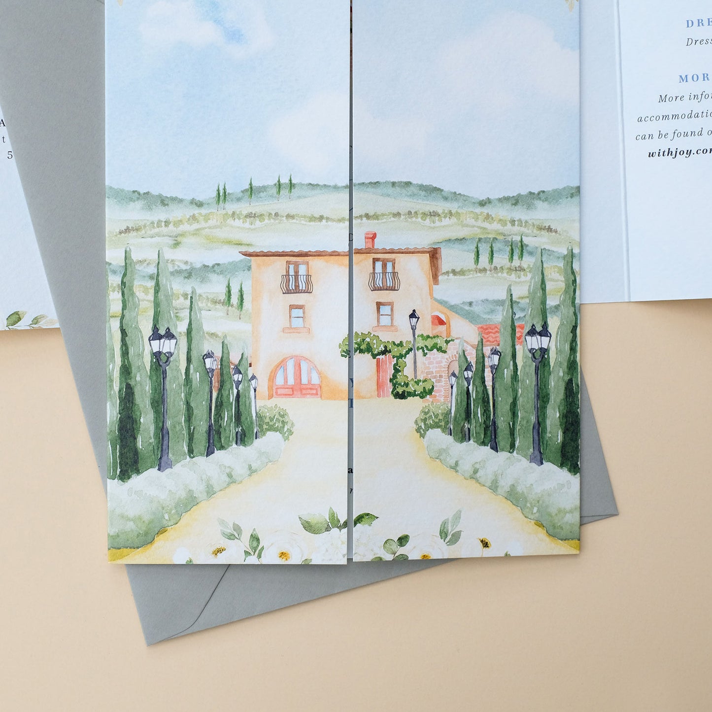 Villa Baroncino wedding invitation Italy