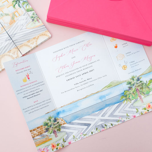 villa antiche mura wedding invitation, Sorrento