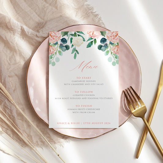 Watercolour Roses & Eucalyptus | Menu