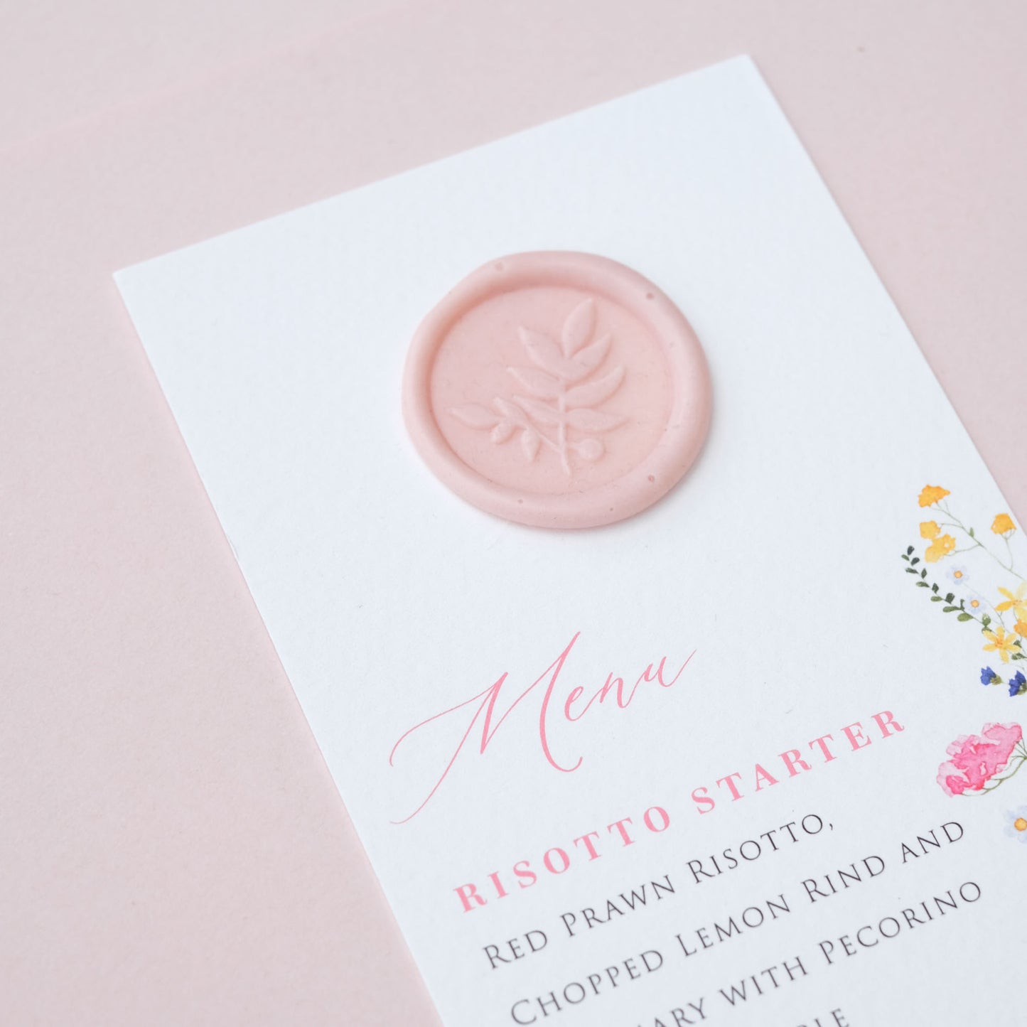 Wildflower Wedding Menu with Wax Seal