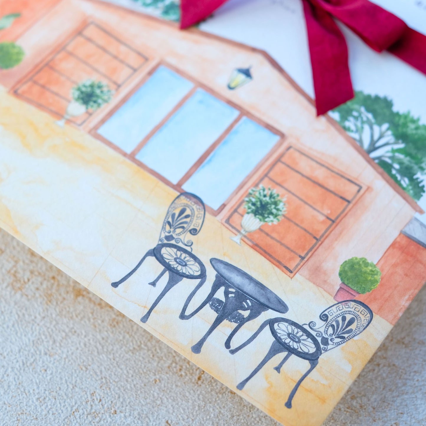 Custom barn wedding invitation with watercolour illustration of Will Marsh barn