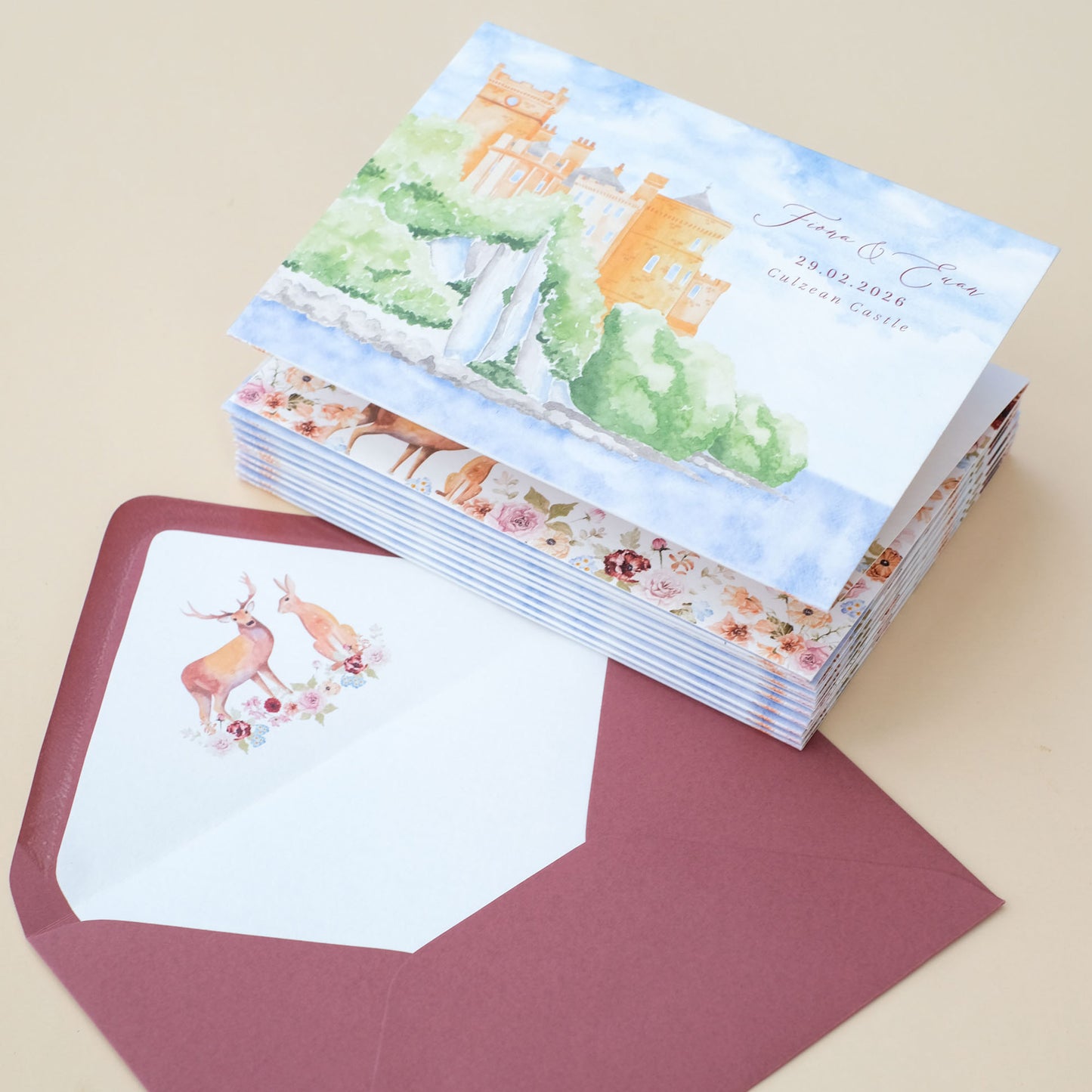 Tri-Fold Concertina Wedding Invitations Custom Design