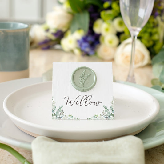 Sage Place Card With Sage Wax Seal