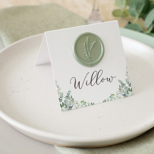 Sage Place Card With Sage Wax Seal