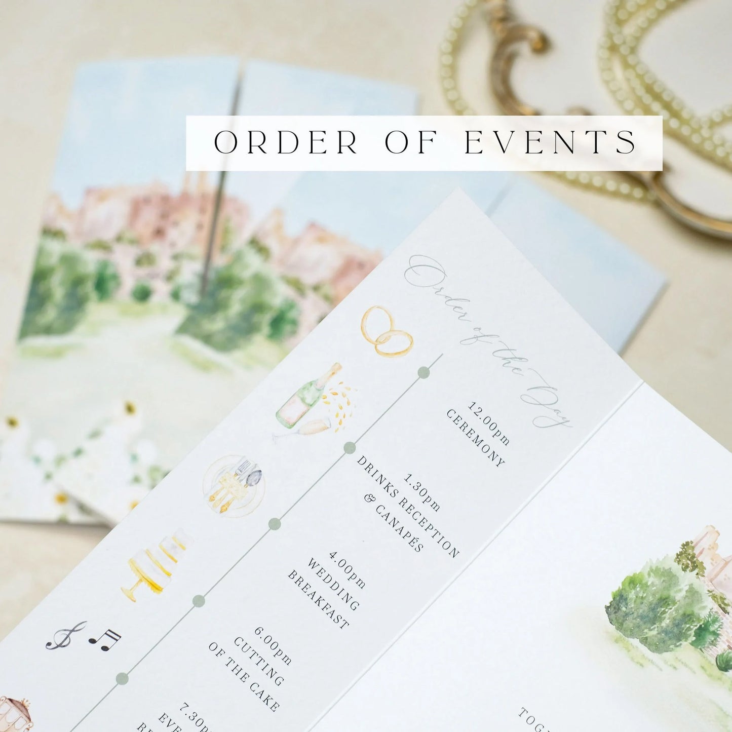 Wax Seal Watercolour Castle Invitation