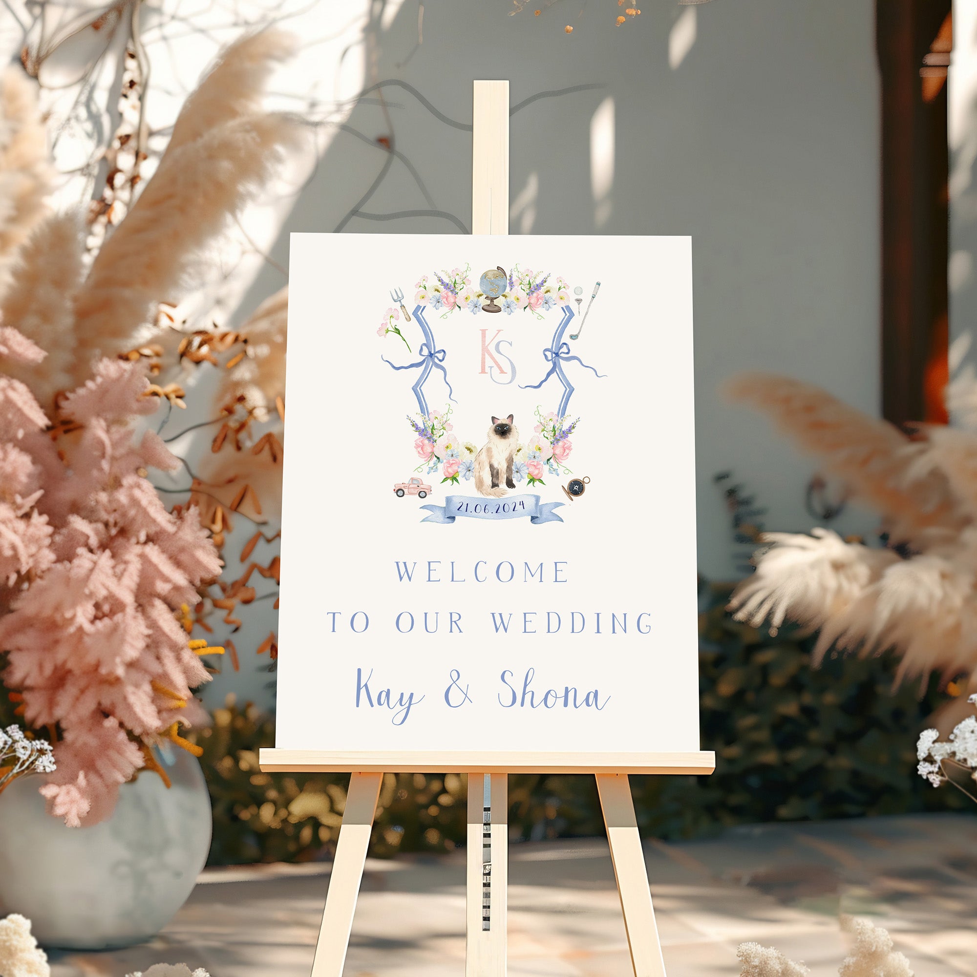 Splendid Sign Wedding Welcome Sign with Crest – Splendid Swan
