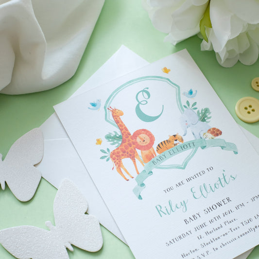 Baby Shower Invite With Safari Animals