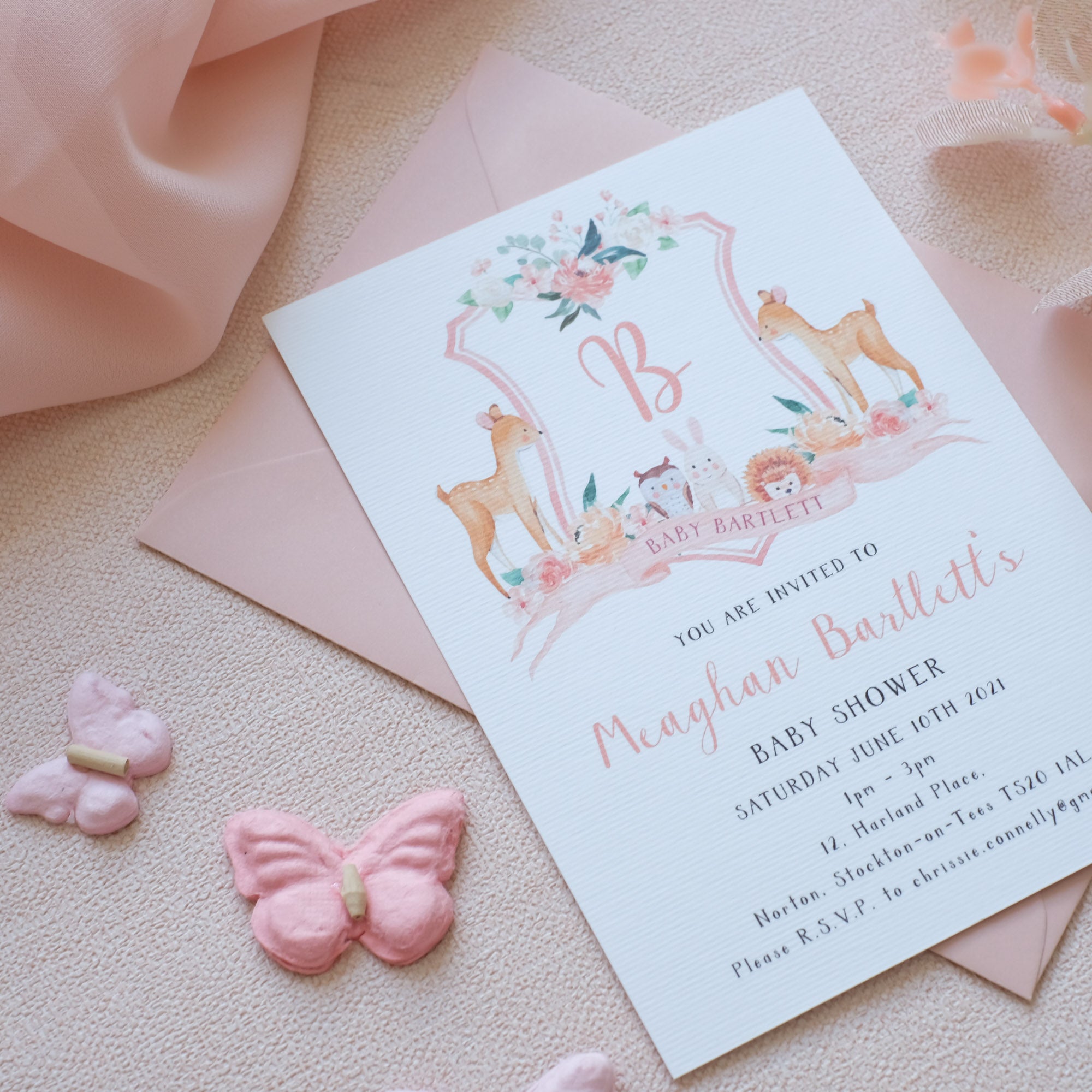 Boho woodland best sale baby shower invitations