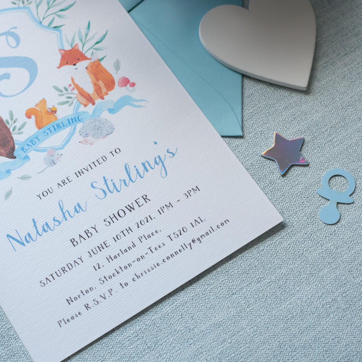 Blue Woodland Invitation With Forest Animals