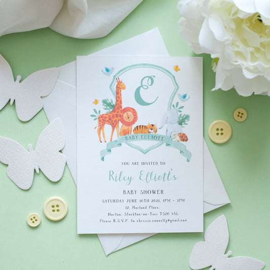 Baby Shower Invite With Safari Animals