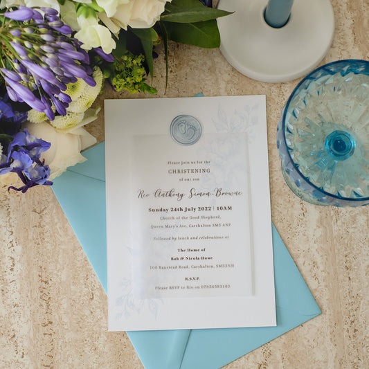 Blue Invite With Pearl Blue Wax Seal