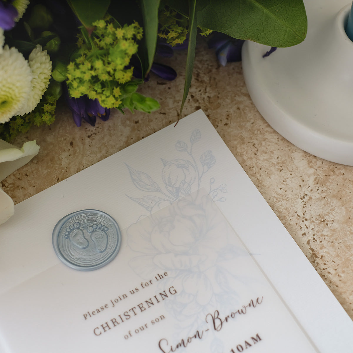 Blue Invite With Pearl Blue Wax Seal