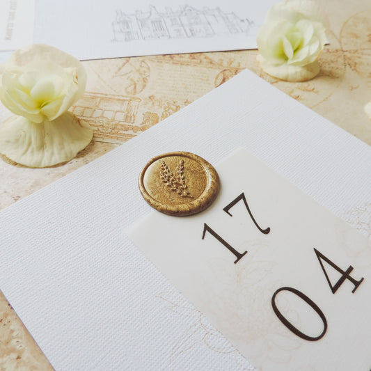 Save The Date With Vellum And Gold Wax Seal