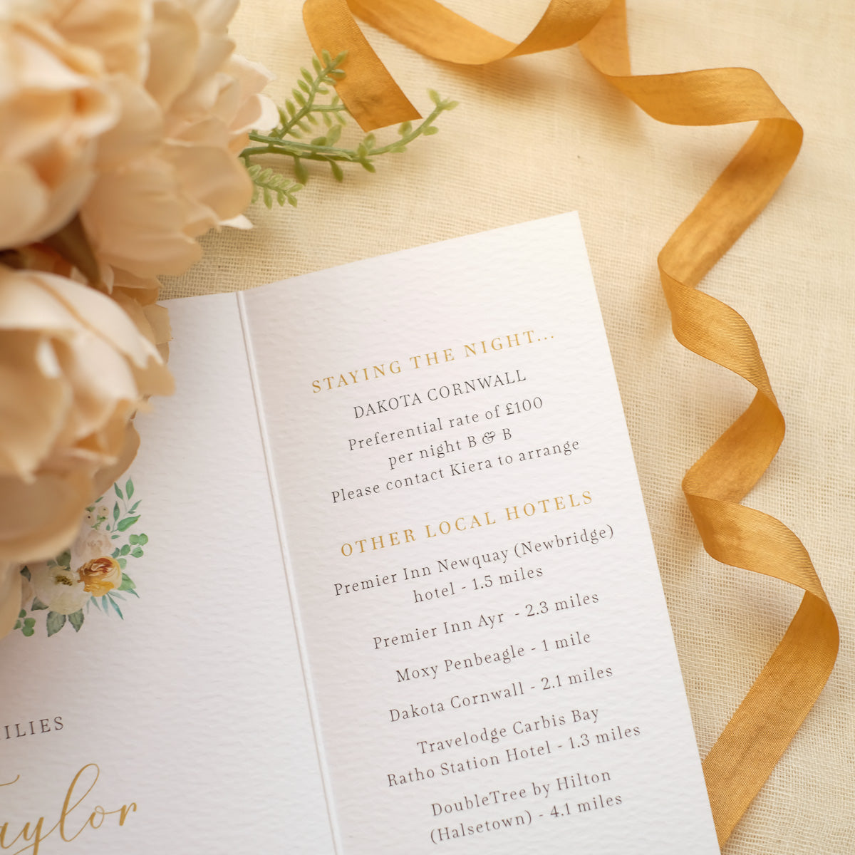Wedding invitation information