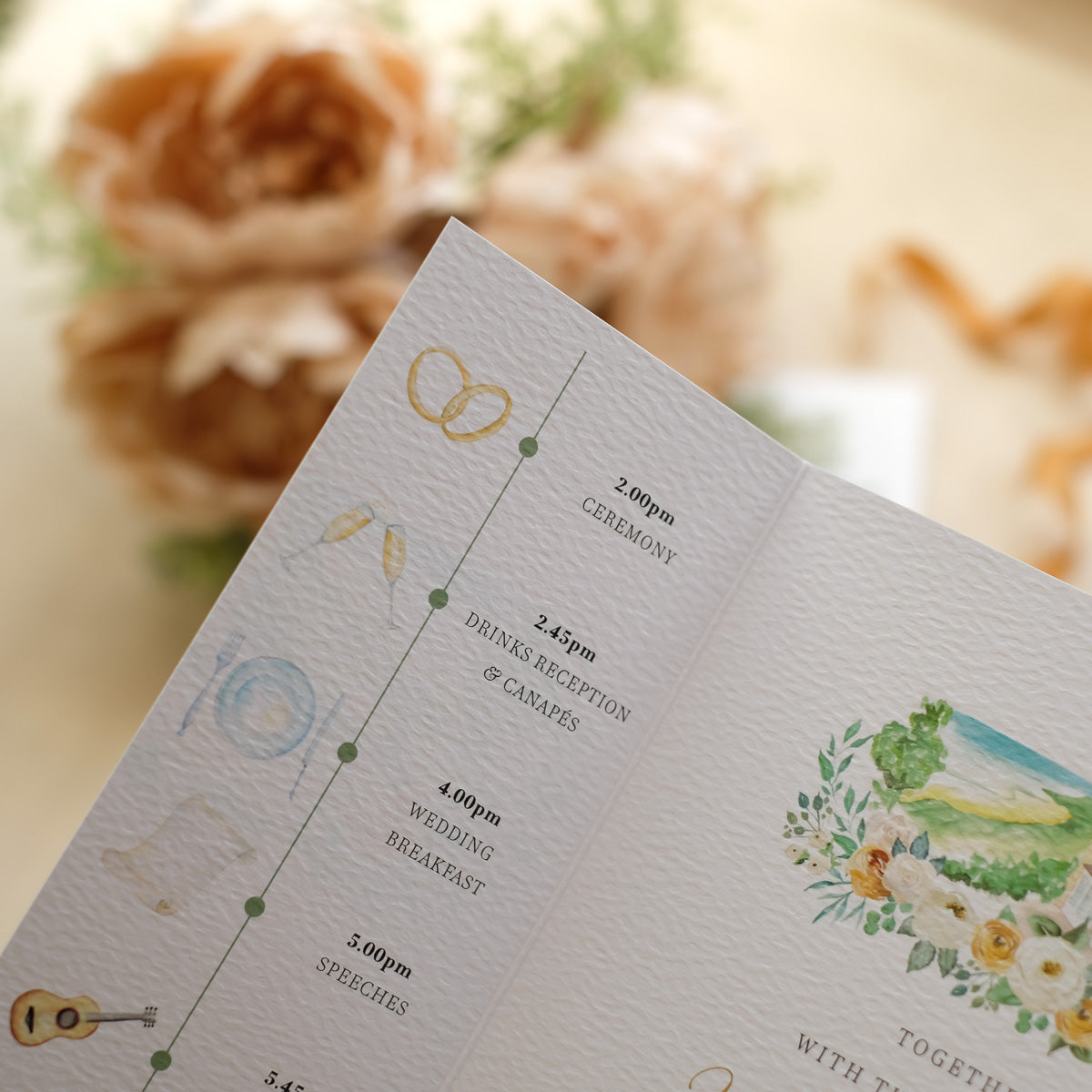 Folded wedding invitation information 