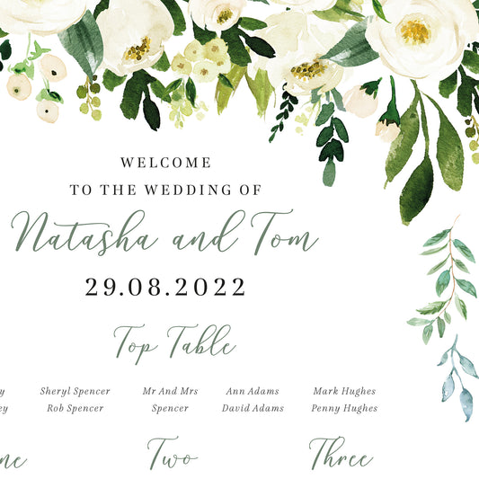 Green Foliage Floral Table Plan