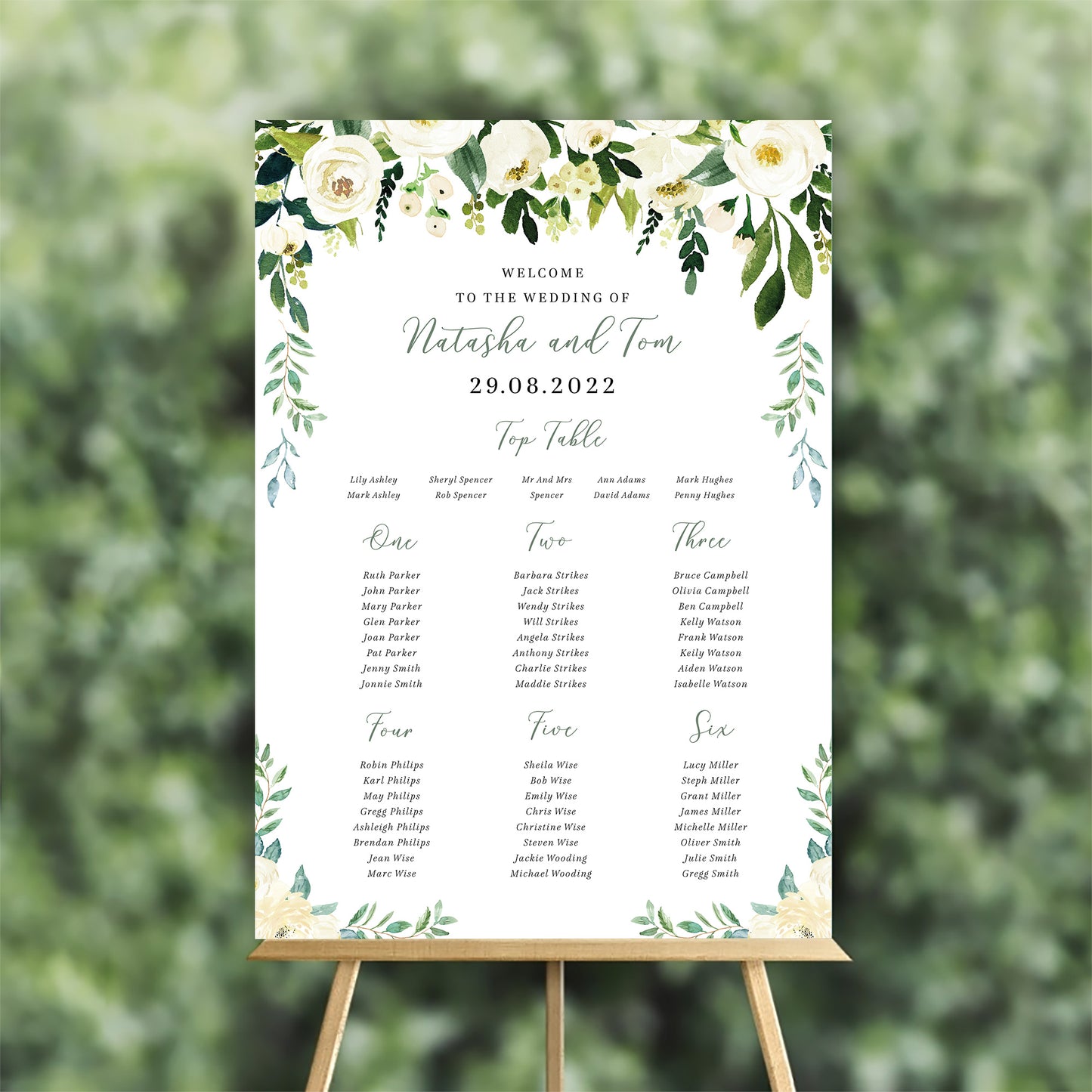 Green Foliage Floral Table Plan