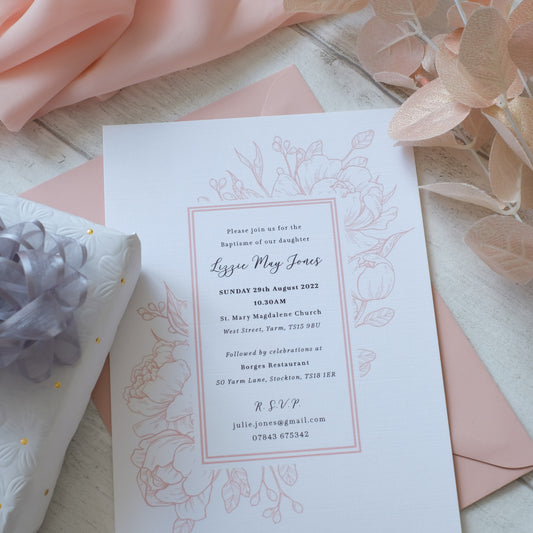 Pink Peony Invite With Pearl Pink Wax Seal